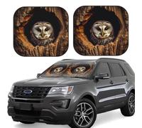 Pare-soleil de voiture pliable en 2 pièces avec trou d'arbre en forme de hibou pour fenêtre avant de voiture - Pare-soleil universel pour intérieur de voiture