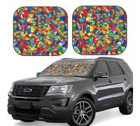 Pare-soleil de voiture pliable en 2 pièces de formes géométriques lumineuses pour pare-brise avant de voiture universel