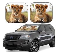 Pare-soleil de voiture pliable en 2 pièces - Motif lion mignon - Pour fenêtre avant de voiture