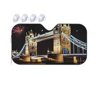 Pare-soleil de voiture pliable Night London Tower Bridge 2025 - Pare-soleil de voiture amusant pour fenêtre avant - Protection solaire intérieure de voiture - Taille S