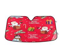 Pare-soleil de voiture pliable Père Noël rouge - Protection UV - Couverture de fenêtre avant (133 x 59 cm)