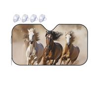 Pare-soleil de voiture pliable pour fenêtre avant - Couverture intérieure de voiture - Trois chevaux qui courent - Protection solaire pour garder votre véhicule au frais - Petit