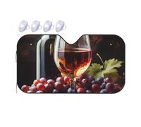 Pare-soleil de voiture pliable pour fenêtre avant de voiture - Couverture intérieure de voiture - Vin rouge galss et raisins - Protection solaire pour garder votre véhicule au frais - Taille M