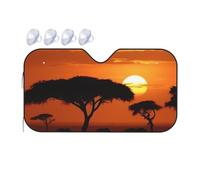Pare-soleil de voiture pliable Sunset African Savanna 2025 - Pare-soleil de voiture amusant pour fenêtre avant - Protection solaire intérieure de voiture - Taille S