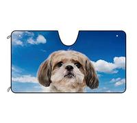 Pare-soleil de voiture pour chien - Joli chien Shih Tzu avec ciel bleu - Réflecteur de rayons UV - Garde le véhicule au frais - 139,7 x 76,2 cm