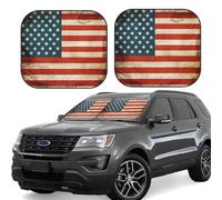 Pare-soleil de voiture vintage drapeau américain américain 2 pièces pliable pour pare-brise avant de voiture pare-soleil pour fenêtre avant de voiture pare-soleil universel couverture intérieure