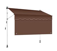 Pare-soleil d'extérieur réglable de 2,5 m pour balcon, auvent résistant aux UV, rideau marron et blanc pour terrasse et terrasse - Installation facile, sans perçage