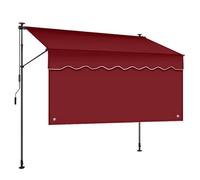 Pare-soleil d'extérieur réglable pour balcon avec cadre télescopique sans perçage avec protection UV Rouge et noir 2,5 m pour une installation facile.