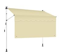 Pare-soleil d'extérieur réglable pour balcon avec design à clipser - Résistant aux UV - Cadre télescopique sans perçage - Beige et blanc - 2 m