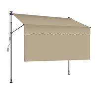 Pare-soleil d'extérieur réglable pour balcon avec rideaux d'intimité, cadre télescopique, installation sans perçage, tissu résistant aux UV, marron clair et noir, parfait pour les terrasses.