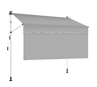 Pare-soleil d'extérieur réglable pour balcon - Cadre télescopique sans perçage - Tissu résistant aux UV - Gris et blanc - Installation facile - Pour terrasse et balcon