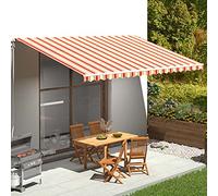 Pare-soleil d'extérieur rétractable - 500 x 300 cm - Jaune et orange - Protection anti-UV - Pour jardin et terrasse