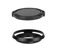 Pare-soleil d'objectif en métal de 37 mm et capuchon d'objectif de 37 mm pour Olympus E-M10 Mark III E-PL7 avec objectif Zuiko 14-42 mm (lot de 1 + 1)