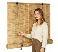 Pare-Soleil Durable et résistant à l’Eau 45×240cm(17.7×94.5in) Store Enrouleur Exterieur en Roseau,pour terrasse ou pergola,Tissage Main,réglable Couleur Primaire