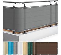 Pare-soleil extérieur 70 x 1000 cm - Protection UV - Maille avec corde et œillets - Pour balcon, jardin, clôture - Gris