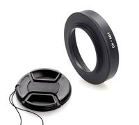 Pare-soleil HN-40 en métal et capuchon d'objectif 46 mm compatible avec objectif Nikon Z50 Z30 Zfc kit Z DX 16-50 mm f/3.5-6.3 VR (lot de 1 + 1)