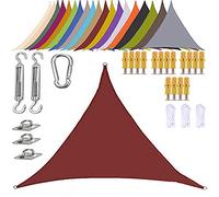 Pare-soleil imperméable pour extérieur - Protection UV - Triangle - 2 x 2 m - Avec kit de fixation - Couleur rouge - Idéal pour les terrasses et les espaces extérieurs