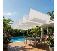 Pare-Soleil Ondulé en Forme de 2.7 x 3 m Réglable Vague Voile d'ombrage Protection Solaire Auvent pour Être Applicable, Balcon et Pergola, Blanc