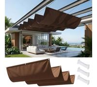 Pare-Soleil Ondulé en Forme de 3 x 3.7 m Protection 95% UV Vague Voile d'ombrage HDPE/Polyester Pare Soleil pour Patio Terrasse Extérieur, Sable, Marron