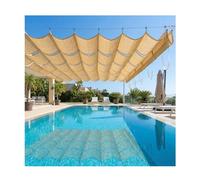 Pare-Soleil ondulé rétractable for pergola, auvent en Maille HDPE en Forme de U, Bloc UV à 90%, auvent extérieur Polyvalent for Jardin, terrasse, café(W1.5*L8m/W4.92*L26.25ft)