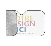 Pare Soleil Personnalisable de Voiture avec Photo Texte Pare Brise Avant personnalisé Auto Anti-UV Pratique et Pliable Universel pour la Plupart des Voitures Parapluie de Parebrise Blanc 130cm x 70cm