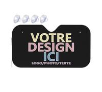 Pare Soleil Personnalisable de Voiture avec Photo Texte Pare Brise Avant personnalisé Auto Anti-UV Pratique et Pliable Universel pour la Plupart des Voitures Parapluie de Parebrise Noir 130cm x 70cm