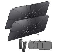 Pare-soleil pliable anti-UV, 5 couches de revêtement anti-UV pour pare-brise, parapluie multifonction de protection contre la chaleur pour VUS, véhicule tout-terrain, camion (taille S + L)