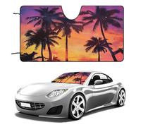 Pare-Soleil Pliable Motif Coucher de Soleil Tropical, Bloque Les Rayons UV et est livré avec Un Accessoire d'intérieur de Voiture.