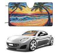 Pare-Soleil Pliable Motif Coucher de Soleil Tropical, Bloque Les Rayons UV et est livré avec Un Accessoire d'intérieur de Voiture.