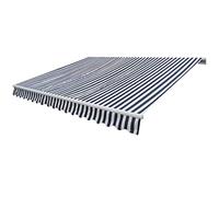 Pare-soleil pliable motorisé - 400 cm - Bleu/blanc - Pour extérieur, balcon, jardin, terrasse - Protection UV - Solution élégante