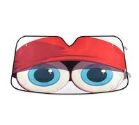 Pare-soleil pliable pour pare-brise - Accessoire solaire pour voiture - Yeux de dessin animé avec chapeau rouge