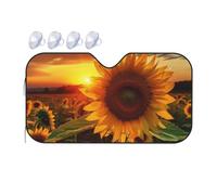 Pare-soleil pliable pour pare-brise de voiture 2025 - Motif tournesol et coucher de soleil - Protection solaire intérieure de voiture - Taille M