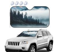 Pare-soleil pliable pour pare-brise de voiture - Bloque le brouillard - Paysage des montagnes brumeuses - Pare-soleil pour SUV - Garde votre véhicule au frais