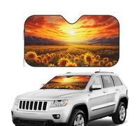 Pare-soleil pliable pour pare-brise de voiture - Bloque le coucher de soleil onirique d'un champ de tournesol - Garde votre véhicule au frais