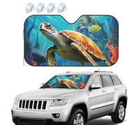 Pare-soleil pliable pour pare-brise de voiture - Bloque les dauphins - Tortue de mer - Récif corallien - Garde votre véhicule au frais
