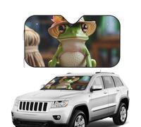 Pare-soleil pliable pour pare-brise de voiture - Bloque une grenouille mignonne dans un chapeau - Garde votre véhicule au frais