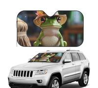 Pare-soleil pliable pour pare-brise de voiture - Bloque une grenouille mignonne dans un chapeau - Garde votre véhicule au frais