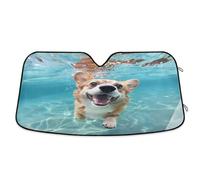 Pare-soleil pliable pour pare-brise de voiture, chien nage dans l'eau, pare-soleil pliable, bloque les rayons UV