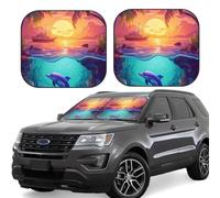 Pare-soleil pliable pour pare-brise de voiture - Dauphin des îles hawaïennes pour voiture, pare-soleil de voiture offrant une protection complète et garde au frais avec l'intérieur de la voiture SUV