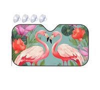 Pare-soleil pliable pour pare-brise de voiture Flamingo Love Flowers 2025 - Pare-soleil de voiture amusant pour fenêtre avant - Protection solaire intérieure de voiture - Taille S