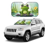 Pare-soleil pliable pour pare-brise de voiture Grenouille sur un étang - Réflecteur universel - Ajustement universel pour voitures, SUV, camions - Garde votre véhicule au frais
