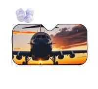 Pare-soleil pliable pour pare-brise de voiture Motif avion au coucher du soleil