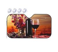 Pare-soleil pliable pour pare-brise de voiture motif fleur de vin rouge 2025 - Protection solaire pour intérieur de voiture - Taille M
