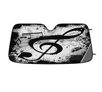 Pare-soleil pliable pour pare-brise de voiture, motif notes de musique, noir, 140 cm x 70 cm