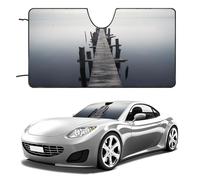 Pare-soleil pliable pour pare-brise de voiture - Protection universelle pour pare-brise avant - Couverture de pare-brise en bois ancien au-dessus de l'eau calme - Garde votre véhicule au frais