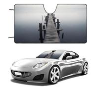 Pare-soleil pliable pour pare-brise de voiture - Protection universelle pour pare-brise avant - Couverture de pare-brise en bois ancien au-dessus de l'eau calme - Garde votre véhicule au frais