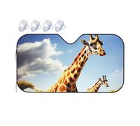 Pare-soleil pliable pour pare-brise de voiture Wild Giraffe 2025 - Pare-soleil de voiture amusant pour fenêtre avant - Protection solaire intérieure de voiture - Taille M