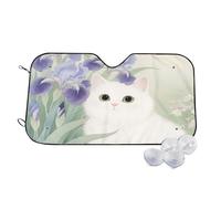Pare-Soleil Pliable pour Voiture, Motif Chat Iris, Vert Clair, 69,8 x 130 cm