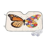 Pare-Soleil Pliable pour Voiture, Motif Papillon et Fleur, Beige, 69 x 130 cm