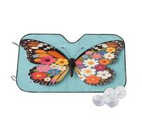 Pare-Soleil Pliable pour Voiture, Motif Papillon Floral Bleu, 76 x 140 cm